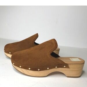 Dolce Vita Closen Cognac Suede Slip On Rounded Toe Block Heel‎ Size 6